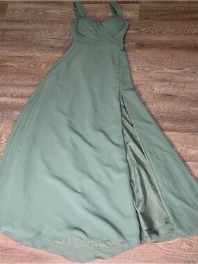 Elegant Sage Green A-Line Maxi Dress - Sleeveless V-Neck